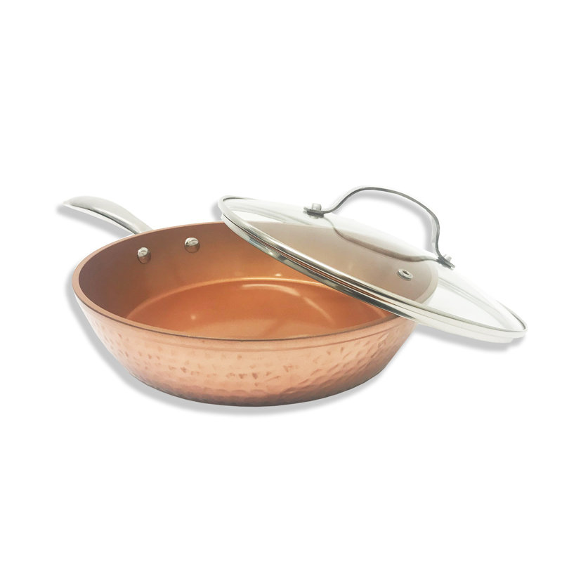 Gotham Steel 10 in. Hammered Copper Non Stick Frying Pan Set with Lids & Reviews Wayfair